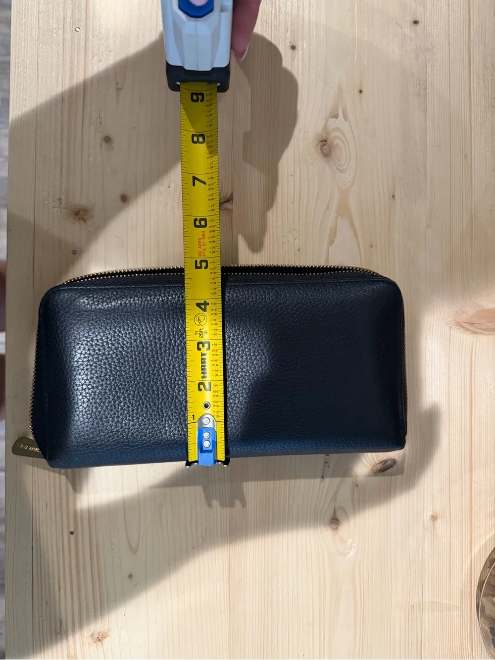 Michael Kors Black Pebbled Leather Zip Wallet with Gold Plate